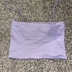 Pull & Bear Seamless ribbed tank top with thin straps Lilac Size Small